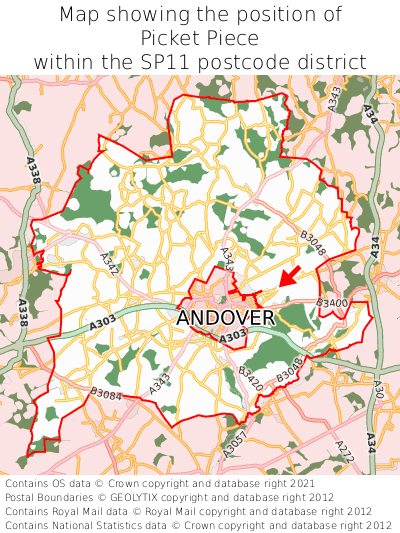 Map showing location of Picket Piece within SP11