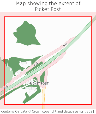 Map showing extent of Picket Post as bounding box