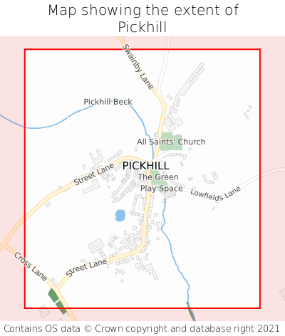 Map showing extent of Pickhill as bounding box