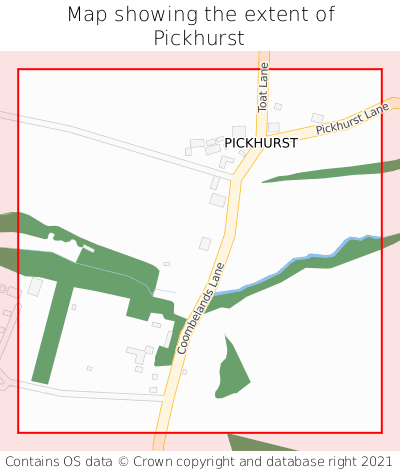 Map showing extent of Pickhurst as bounding box