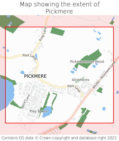 Map showing extent of Pickmere as bounding box