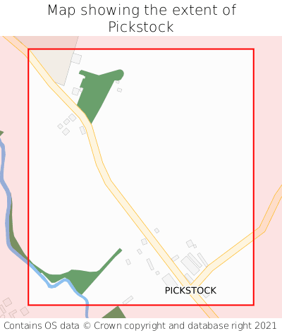 Map showing extent of Pickstock as bounding box
