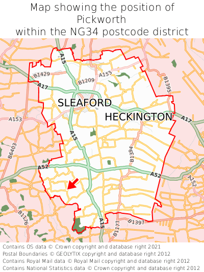 Map showing location of Pickworth within NG34
