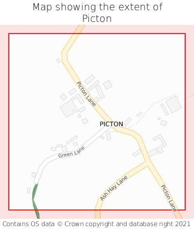 Map showing extent of Picton as bounding box