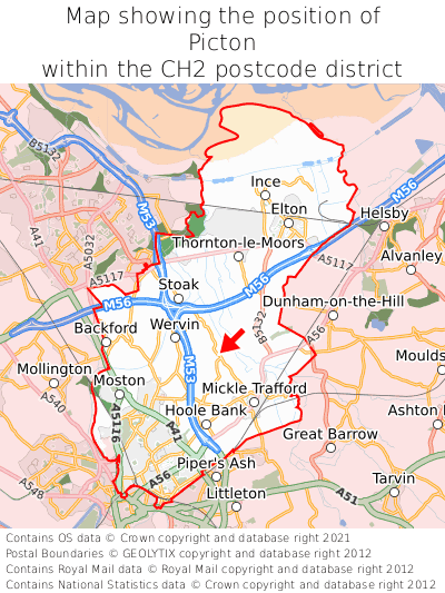 Map showing location of Picton within CH2