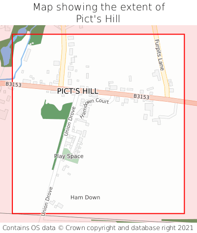 Map showing extent of Pict's Hill as bounding box