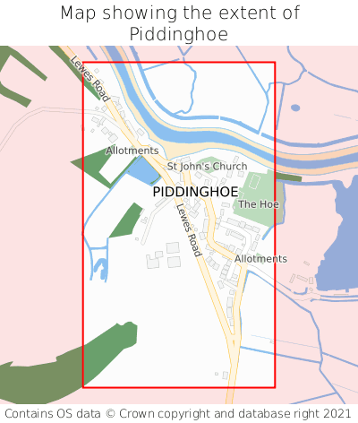 Map showing extent of Piddinghoe as bounding box