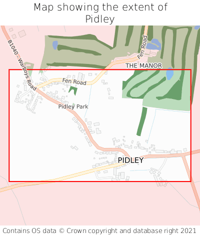 Map showing extent of Pidley as bounding box