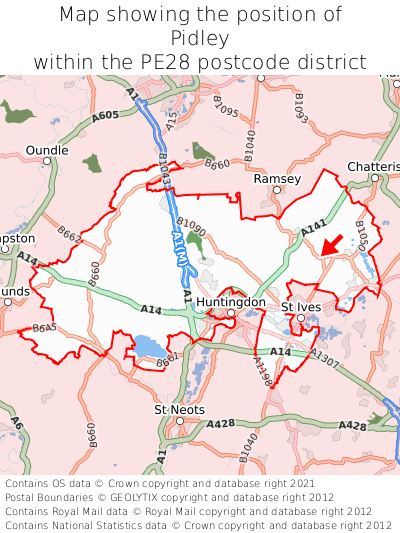 Map showing location of Pidley within PE28