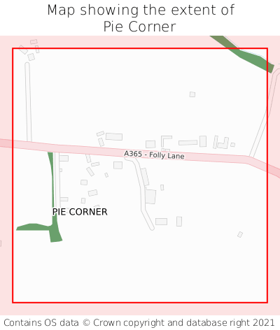 Map showing extent of Pie Corner as bounding box