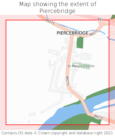 Map showing extent of Piercebridge as bounding box