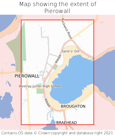 Map showing extent of Pierowall as bounding box