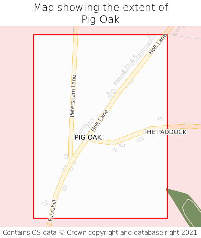 Map showing extent of Pig Oak as bounding box