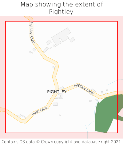 Map showing extent of Pightley as bounding box