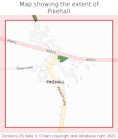 Map showing extent of Pikehall as bounding box