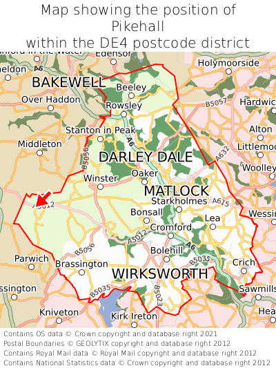 Map showing location of Pikehall within DE4