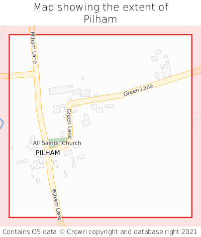Map showing extent of Pilham as bounding box