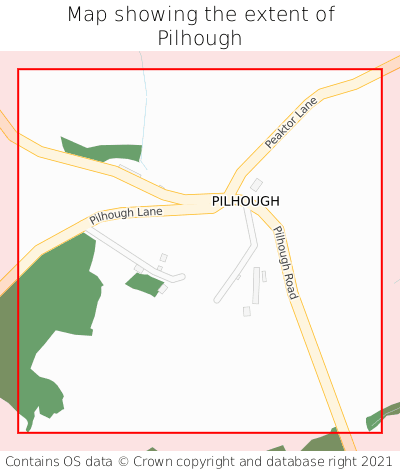 Map showing extent of Pilhough as bounding box