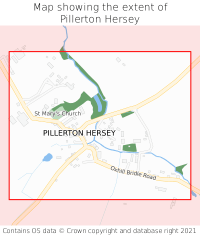 Map showing extent of Pillerton Hersey as bounding box