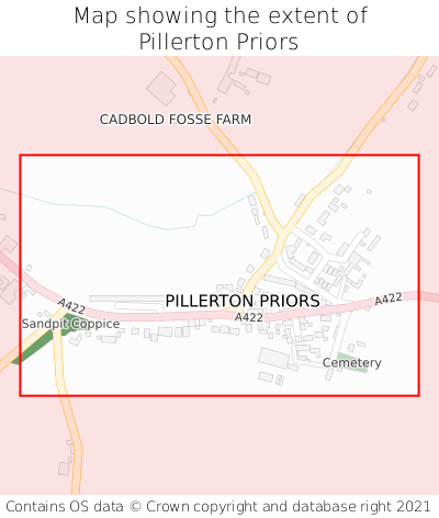 Map showing extent of Pillerton Priors as bounding box