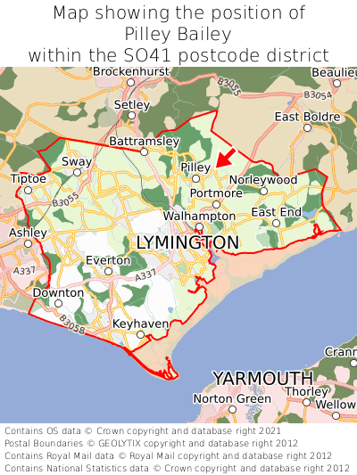 Map showing location of Pilley Bailey within SO41