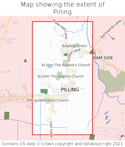 Map showing extent of Pilling as bounding box