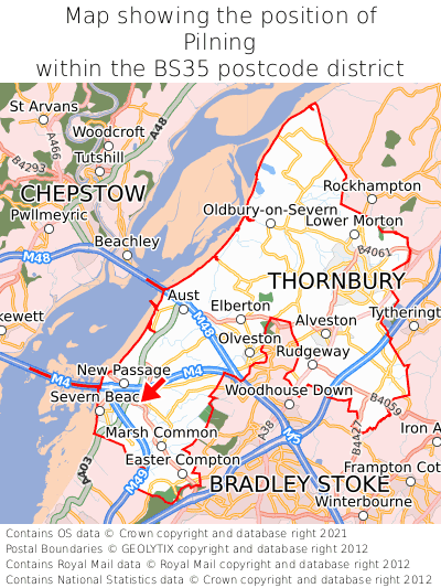 Map showing location of Pilning within BS35