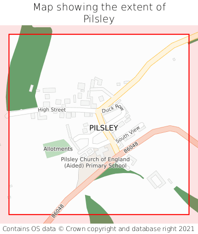 Map showing extent of Pilsley as bounding box