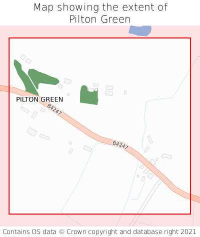 Map showing extent of Pilton Green as bounding box