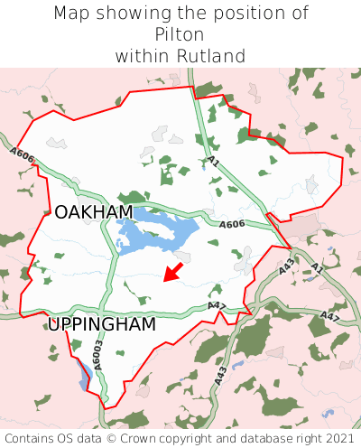 Map showing location of Pilton within Rutland