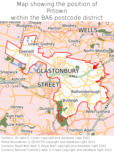 Map showing location of Piltown within BA6