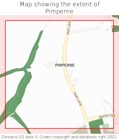 Map showing extent of Pimperne as bounding box