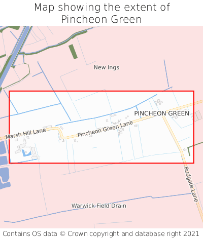 Map showing extent of Pincheon Green as bounding box