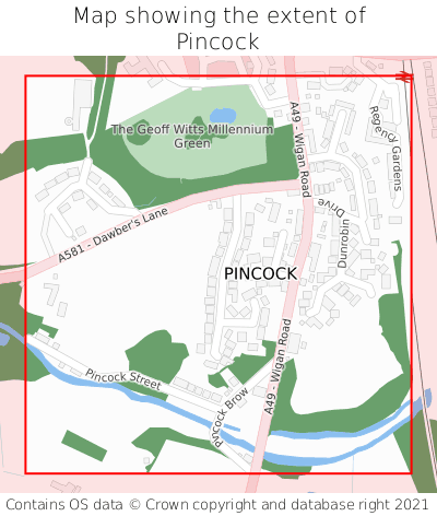 Map showing extent of Pincock as bounding box