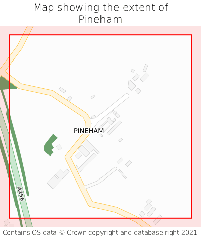Map showing extent of Pineham as bounding box