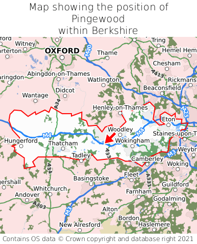 Map showing location of Pingewood within Berkshire