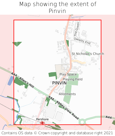 Map showing extent of Pinvin as bounding box