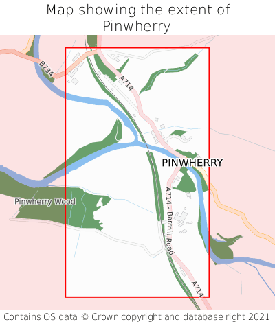 Map showing extent of Pinwherry as bounding box