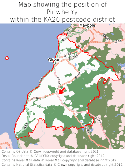 Map showing location of Pinwherry within KA26