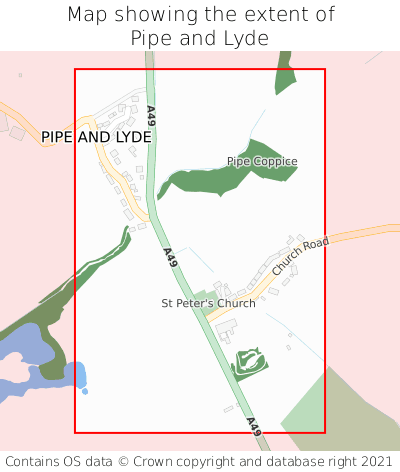 Map showing extent of Pipe and Lyde as bounding box