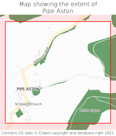 Map showing extent of Pipe Aston as bounding box