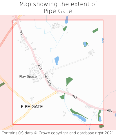 Map showing extent of Pipe Gate as bounding box