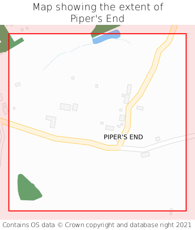 Map showing extent of Piper's End as bounding box