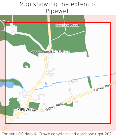 Map showing extent of Pipewell as bounding box
