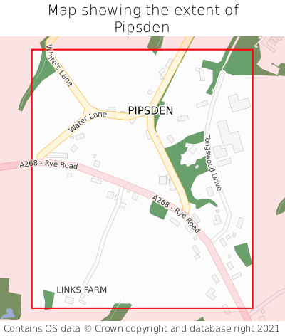 Map showing extent of Pipsden as bounding box
