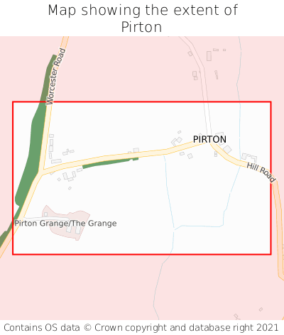 Map showing extent of Pirton as bounding box