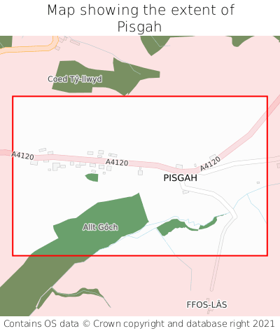 Map showing extent of Pisgah as bounding box