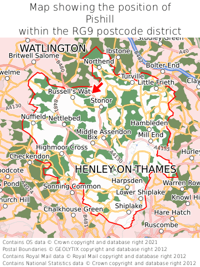 Map showing location of Pishill within RG9