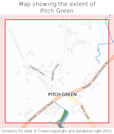 Map showing extent of Pitch Green as bounding box