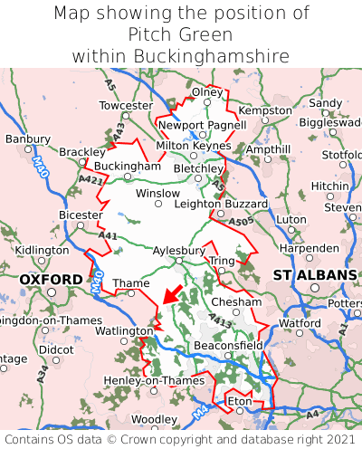 Map showing location of Pitch Green within Buckinghamshire